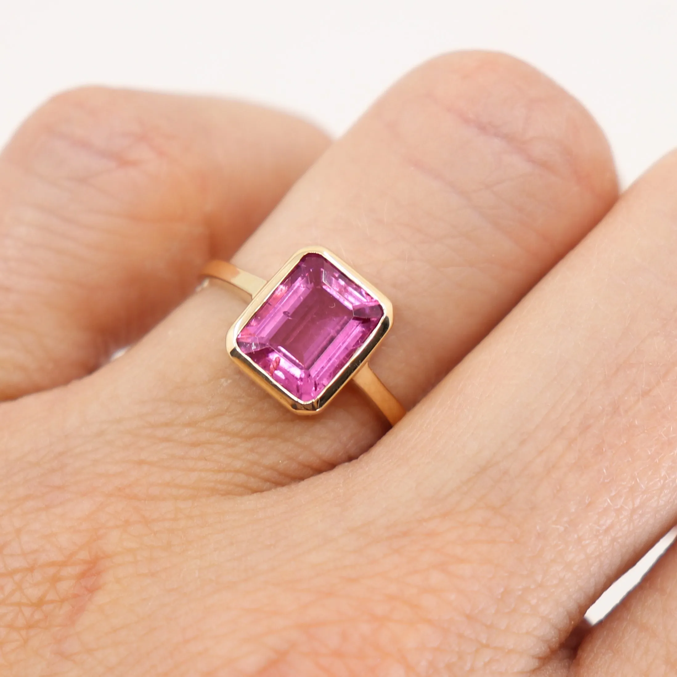 Pink Tourmaline Baguette 9K White Gold