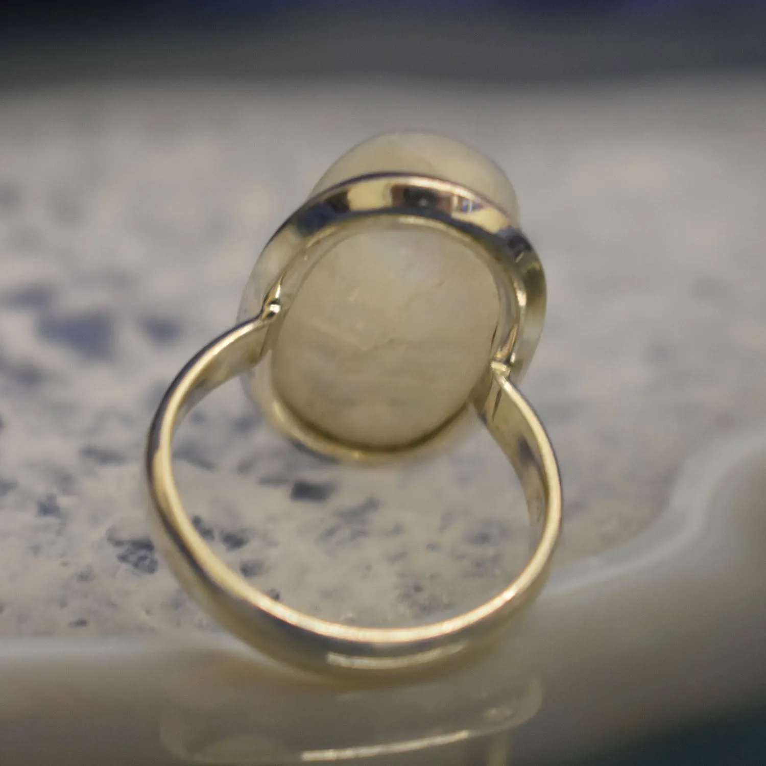 Plain Moonstone Ring (925) Sterling Silver