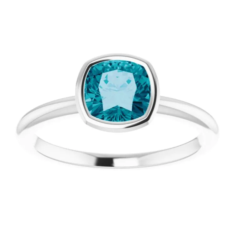 Platinum Natural London Blue Topaz Ring