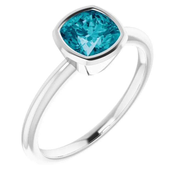 Platinum Natural London Blue Topaz Ring