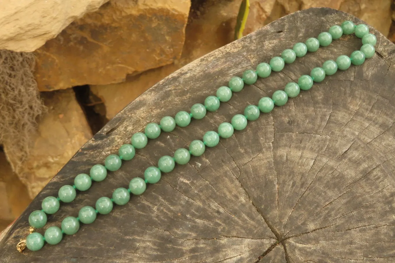 Polished Large Aventurine Ball Shaped Bead Necklace - Sold Per Item - From Zimbabwe