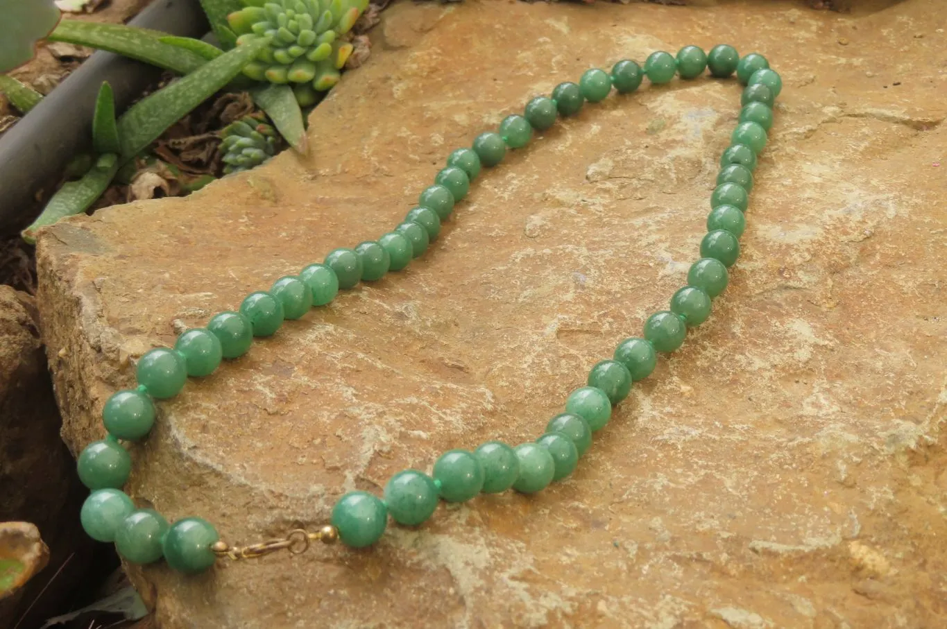 Polished Large Aventurine Ball Shaped Bead Necklace - Sold Per Item - From Zimbabwe