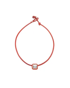 POP CHOKER ~ WITH SQUARE IN CANDY SETTING IN RED