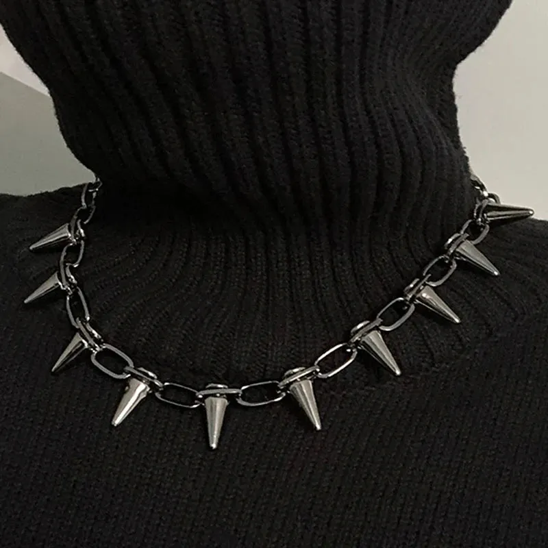 Punk Spike Chokers Collar For Women Men Gothic Harajuku Rivets Chocker Necklaces Kpop Rock Chains Necklace Trendy Jewelry Gifts