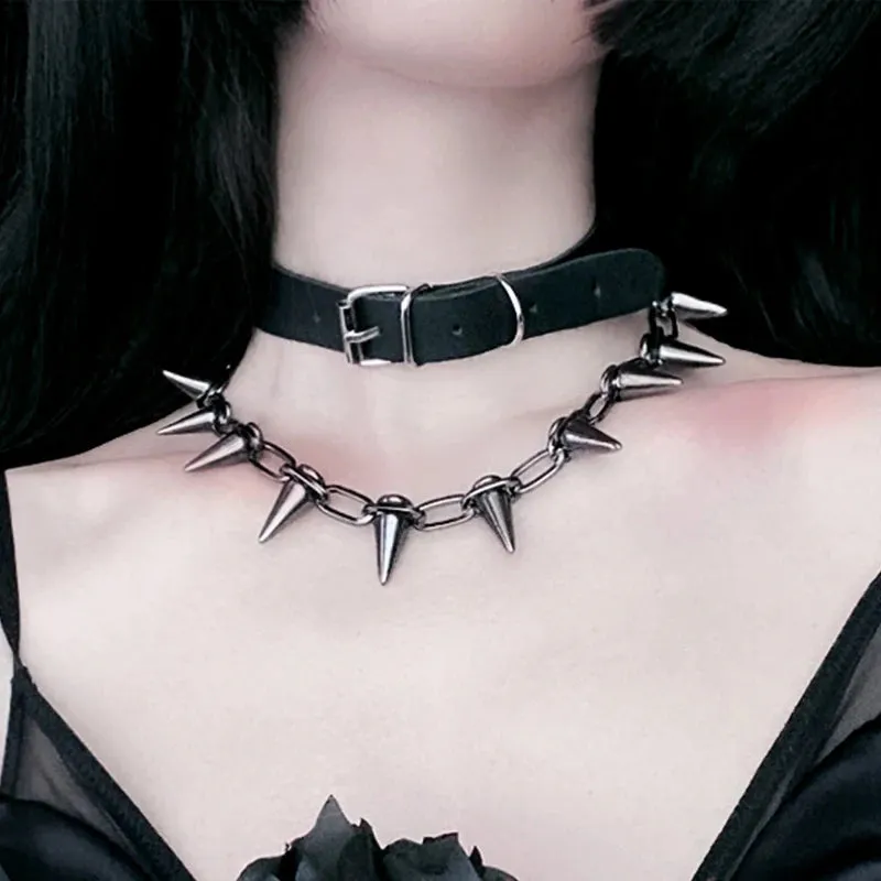 Punk Spike Chokers Collar For Women Men Gothic Harajuku Rivets Chocker Necklaces Kpop Rock Chains Necklace Trendy Jewelry Gifts