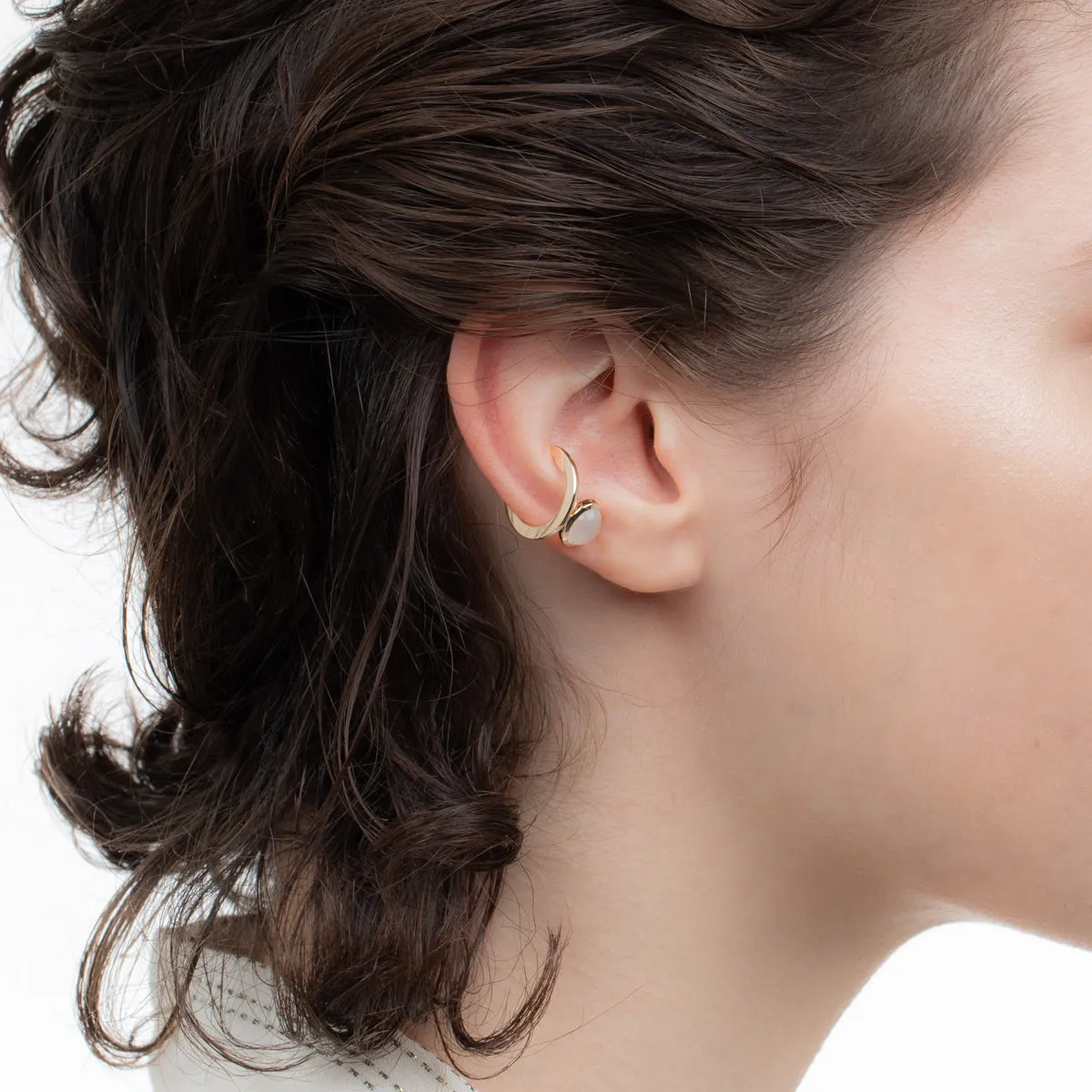 "Bird of Paradise" Ear Cuff w/ Cabochon Moonstone