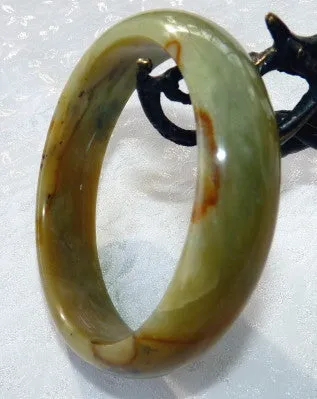 "Elegant Earth" Chinese  "River Jade" Bangle Brace;et  59.5mm (NJ2175)