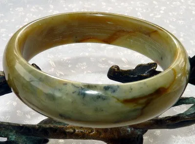 "Elegant Earth" Chinese  "River Jade" Bangle Brace;et  59.5mm (NJ2175)