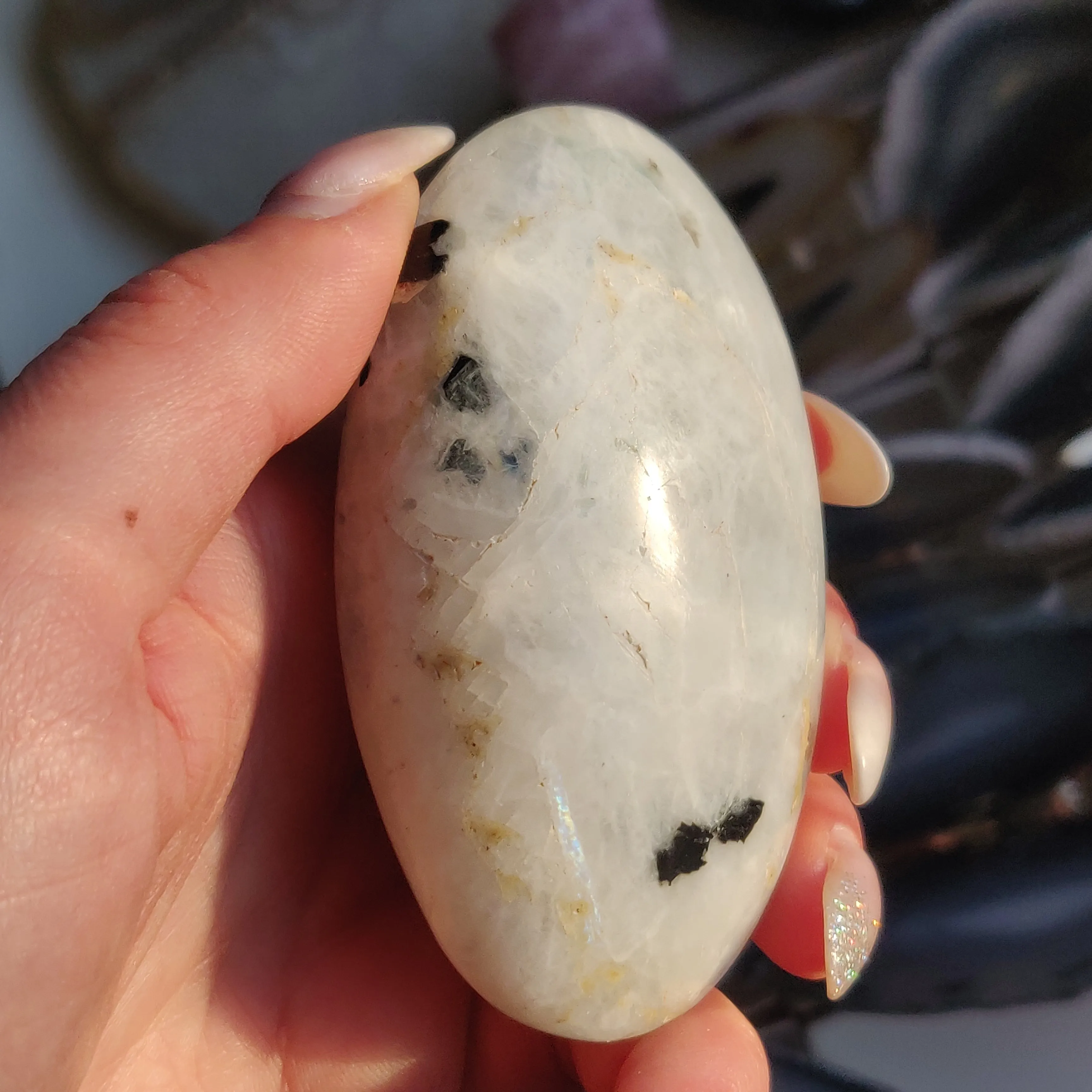 Rainbow Moonstone Palm Stone (#5)