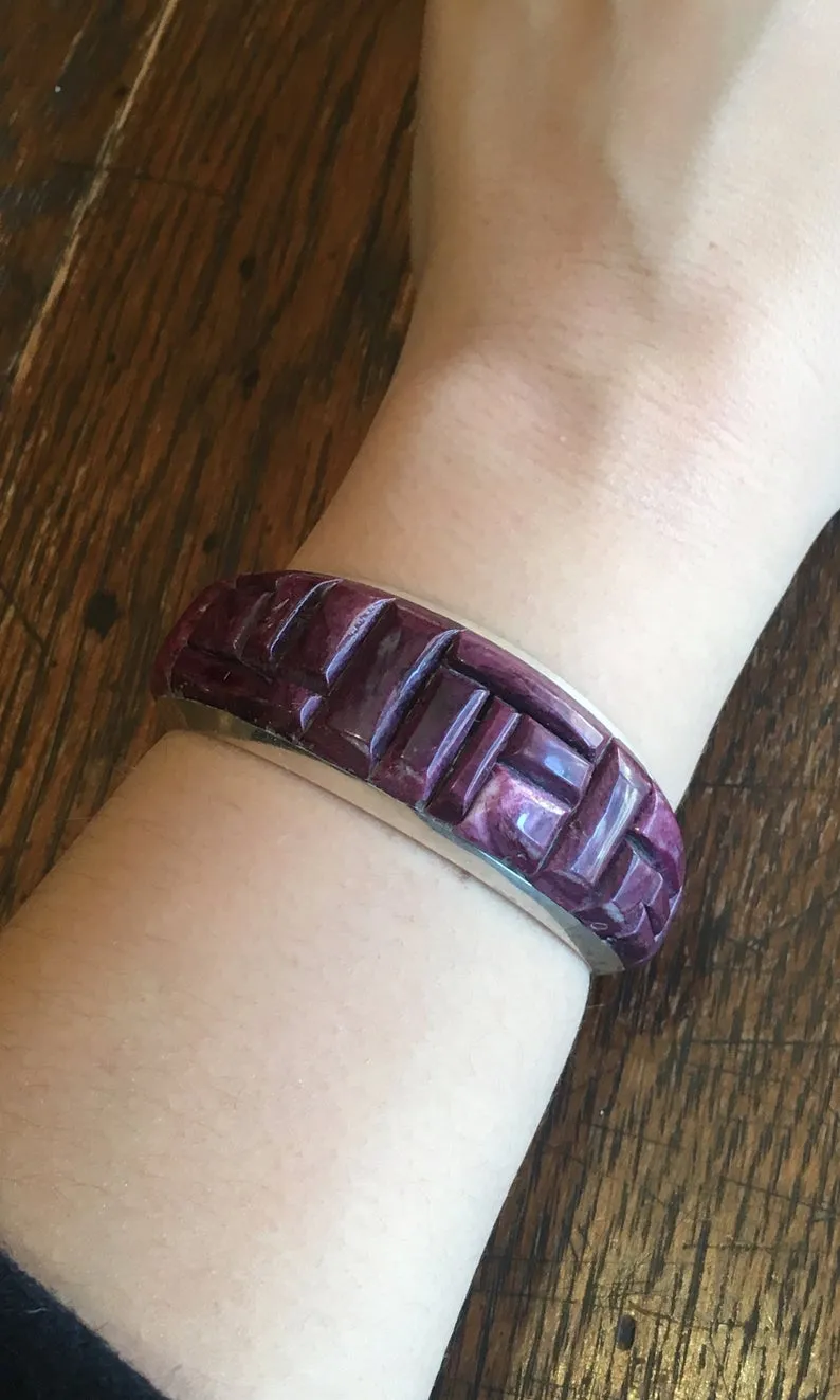 RGB Purple Spiny Oyster Silver Zuni Cuff