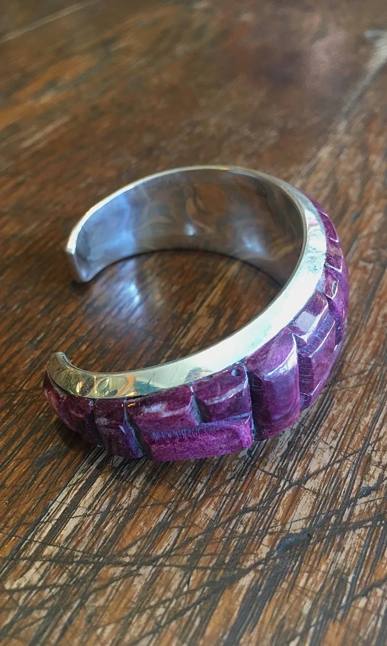 RGB Purple Spiny Oyster Silver Zuni Cuff