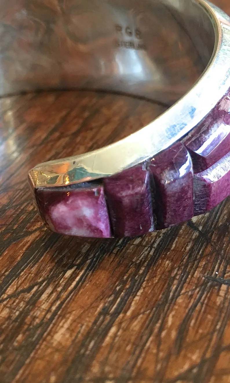 RGB Purple Spiny Oyster Silver Zuni Cuff