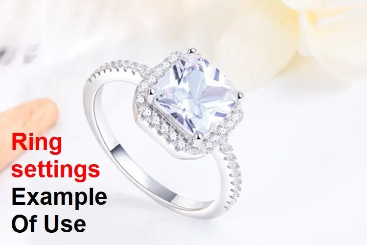 Ring Setting Blank 8mm 1pc 925 Sterling Silver CZ Semi Mount for 1 Square Shape Faceted Stone 4 Prongs Love Theme Wholesale Available