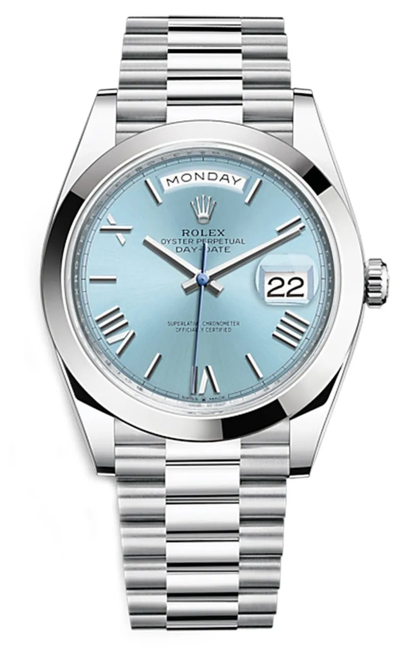 Rolex Day-Date 40 Platinum/ Ice-blue dial /President bracelet (Ref # 228206)