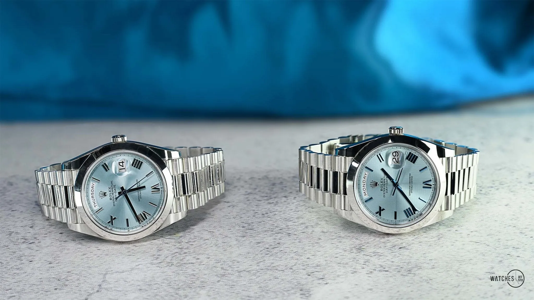 Rolex Day-Date 40 Platinum/ Ice-blue dial /President bracelet (Ref # 228206)