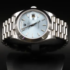 Rolex<br>228206 DayDate 40 Ice Blue Diagonal Motif Dial