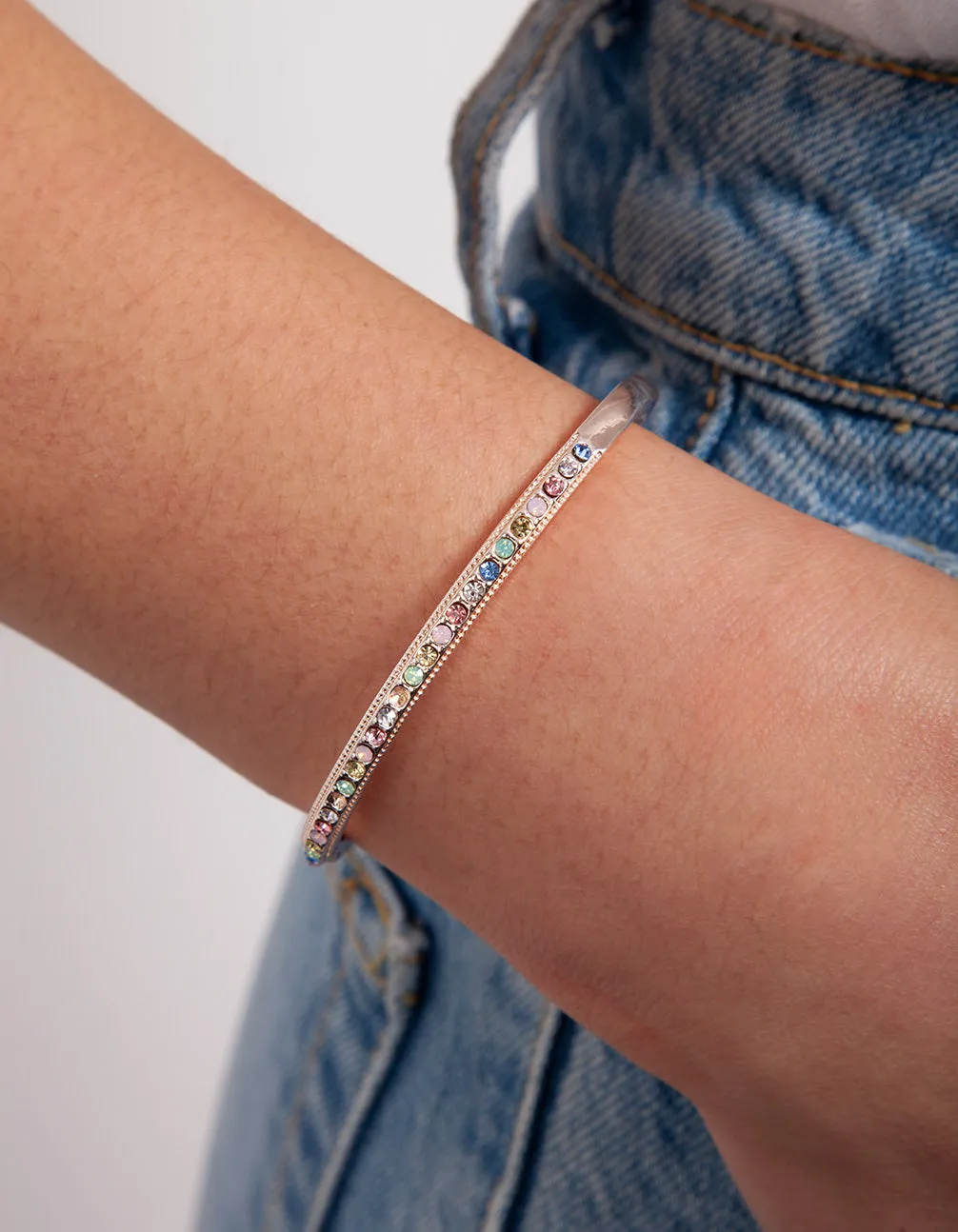 Rose Gold Fine Pastel Diamante Cuff