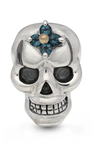 Roses Never Die Skull Scatter Pin – London Blue Topaz