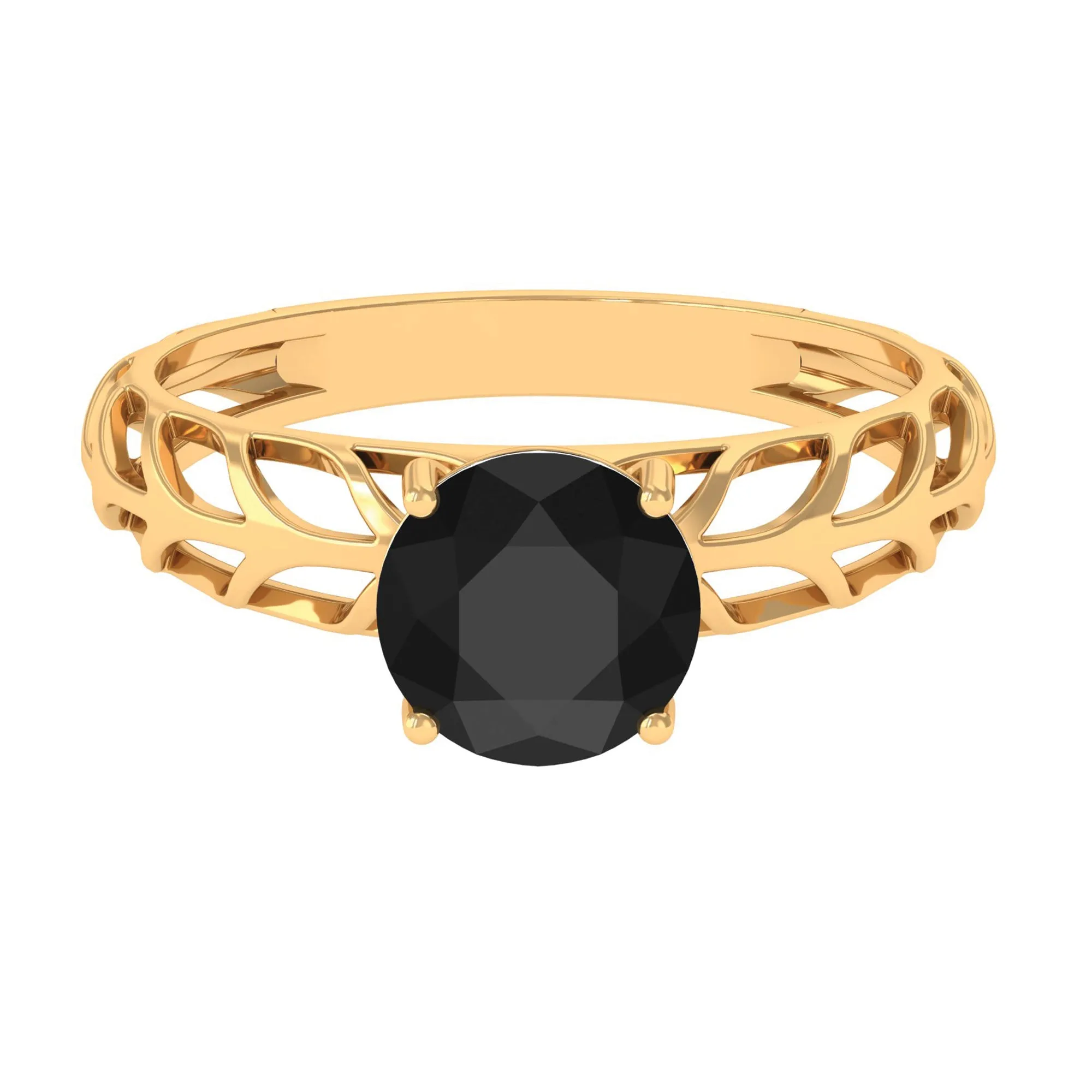 Round Lab Grown Black Diamond Solitaire Ring