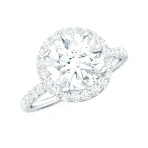 Round Moissanite Classic Halo Engagement Ring in Gold