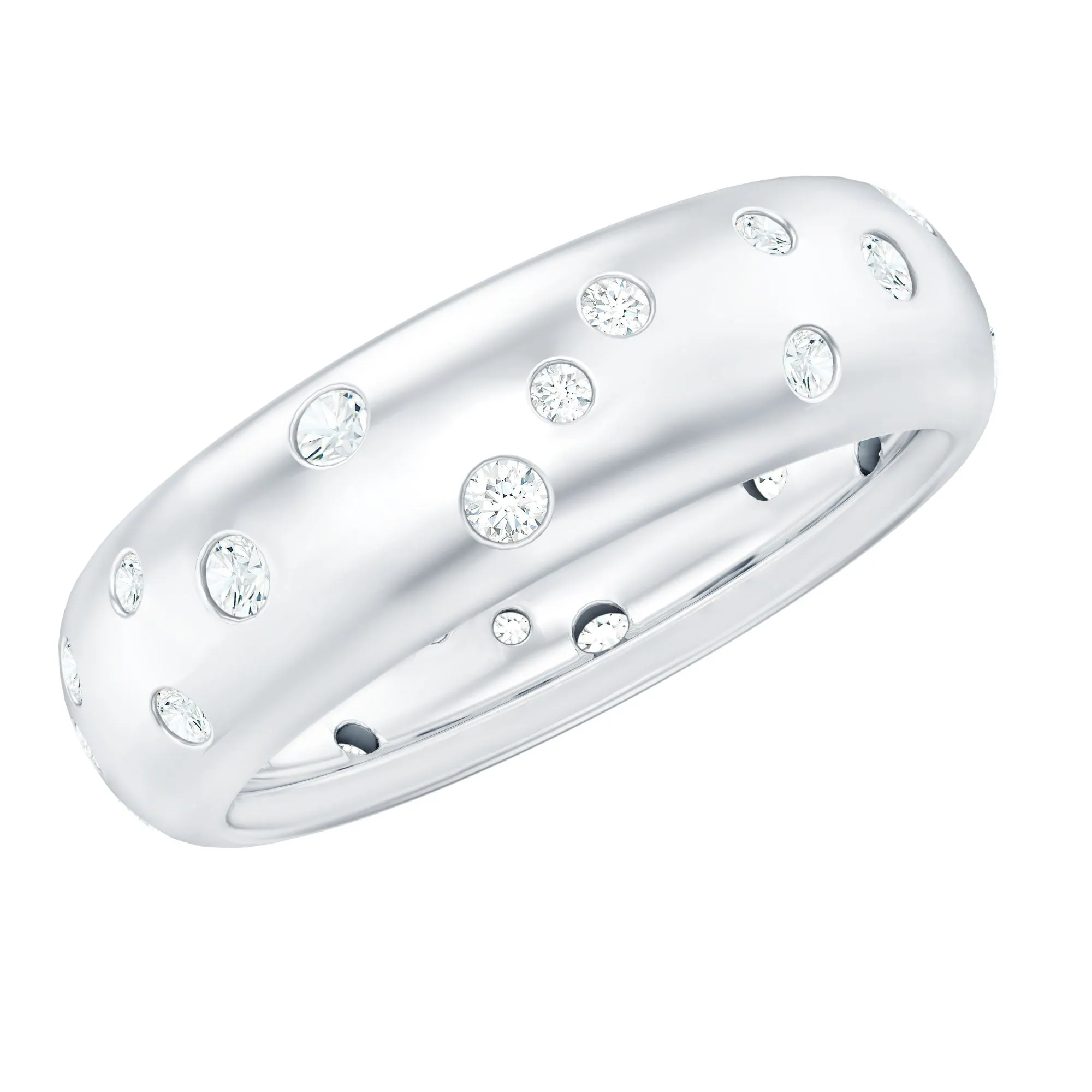 Scatter Moissanite Wedding Wide Band Ring