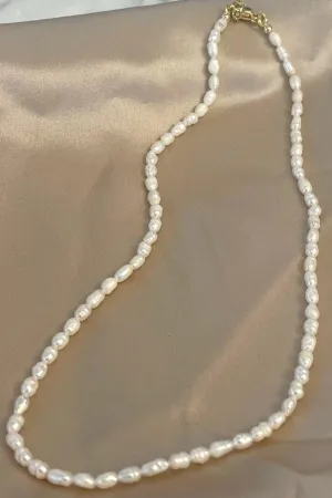 Seed Pearl Necklace with Extendable Gold Chain