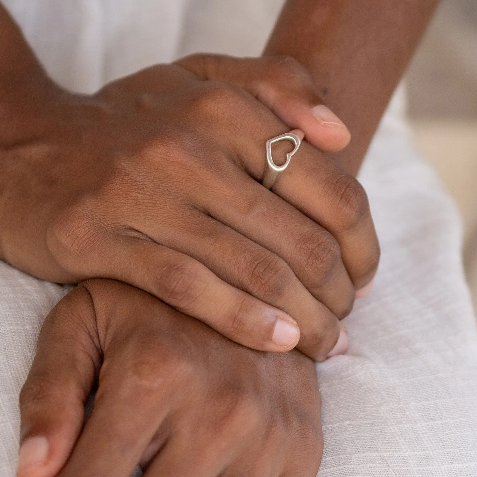 Silver Open Heart Ring