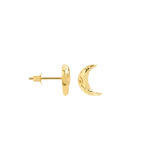 Single Golden Moon Stud Earring 14K