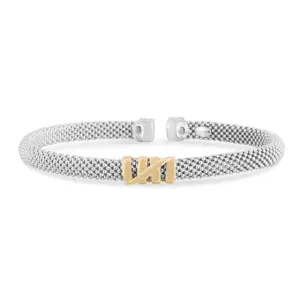 Small Tally Cuff Bracelet in Silver & 18K Gold