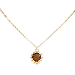 Smokey Quartz Set Heart Necklace