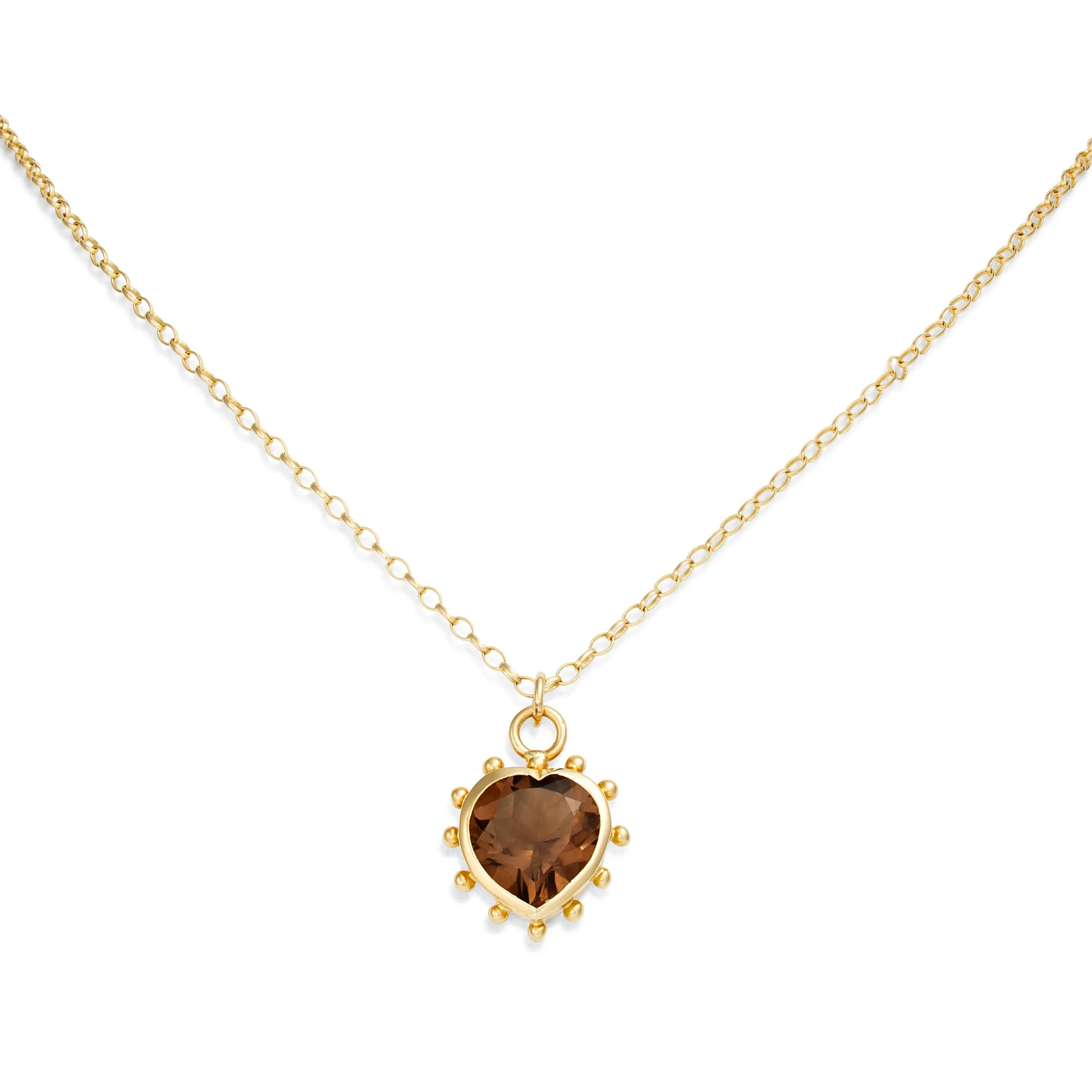 Smokey Quartz Set Heart Necklace