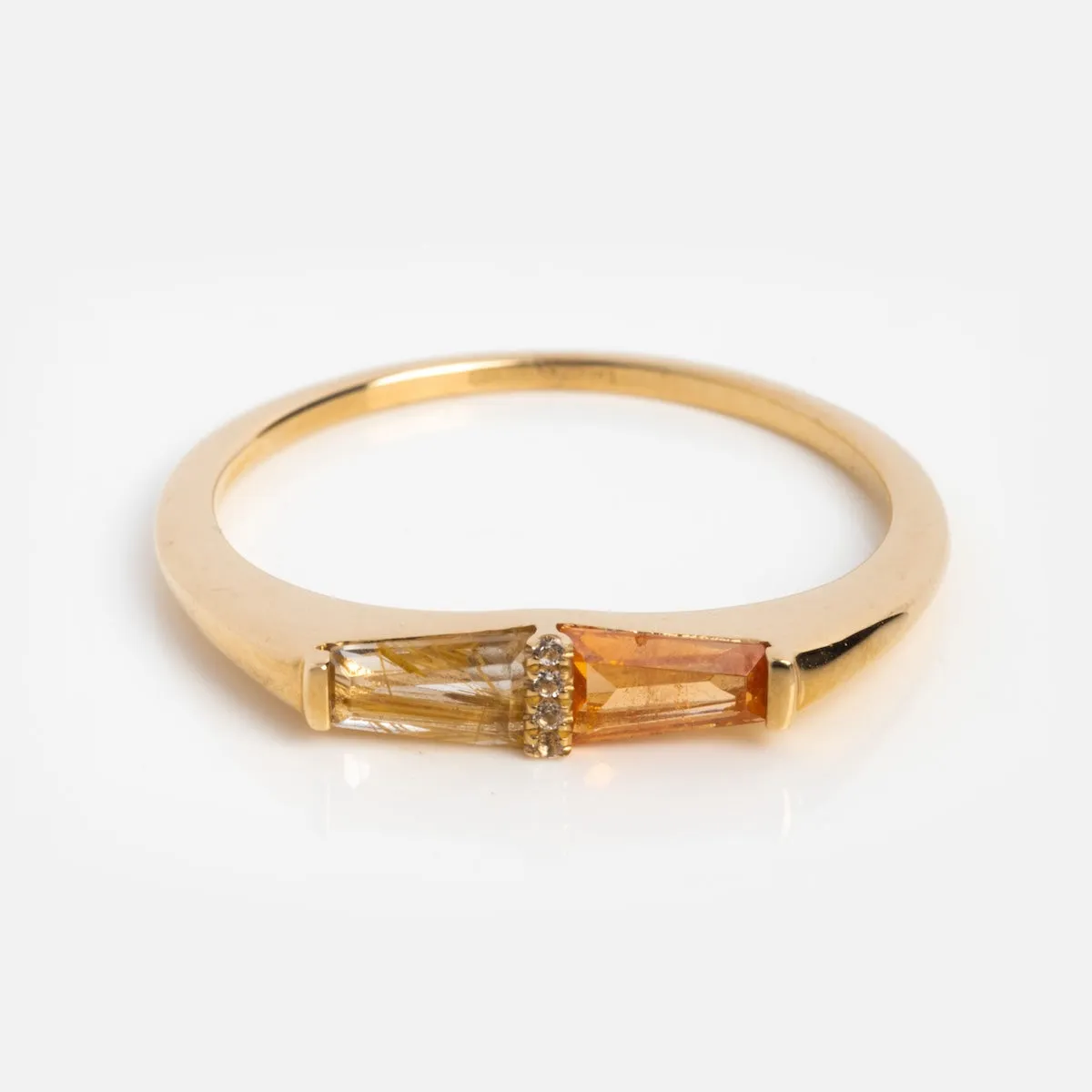 Solid Gold Toi et Moi East West Ring