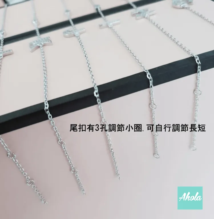 SP040 Platinum Plated Sterling Silver Cubic Zirconia Initial Bracelet 純銀鋯石字母手鏈