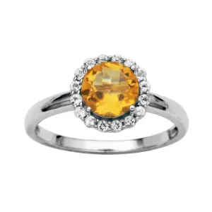 Sterling Silver Citrine and White Topaz Ring