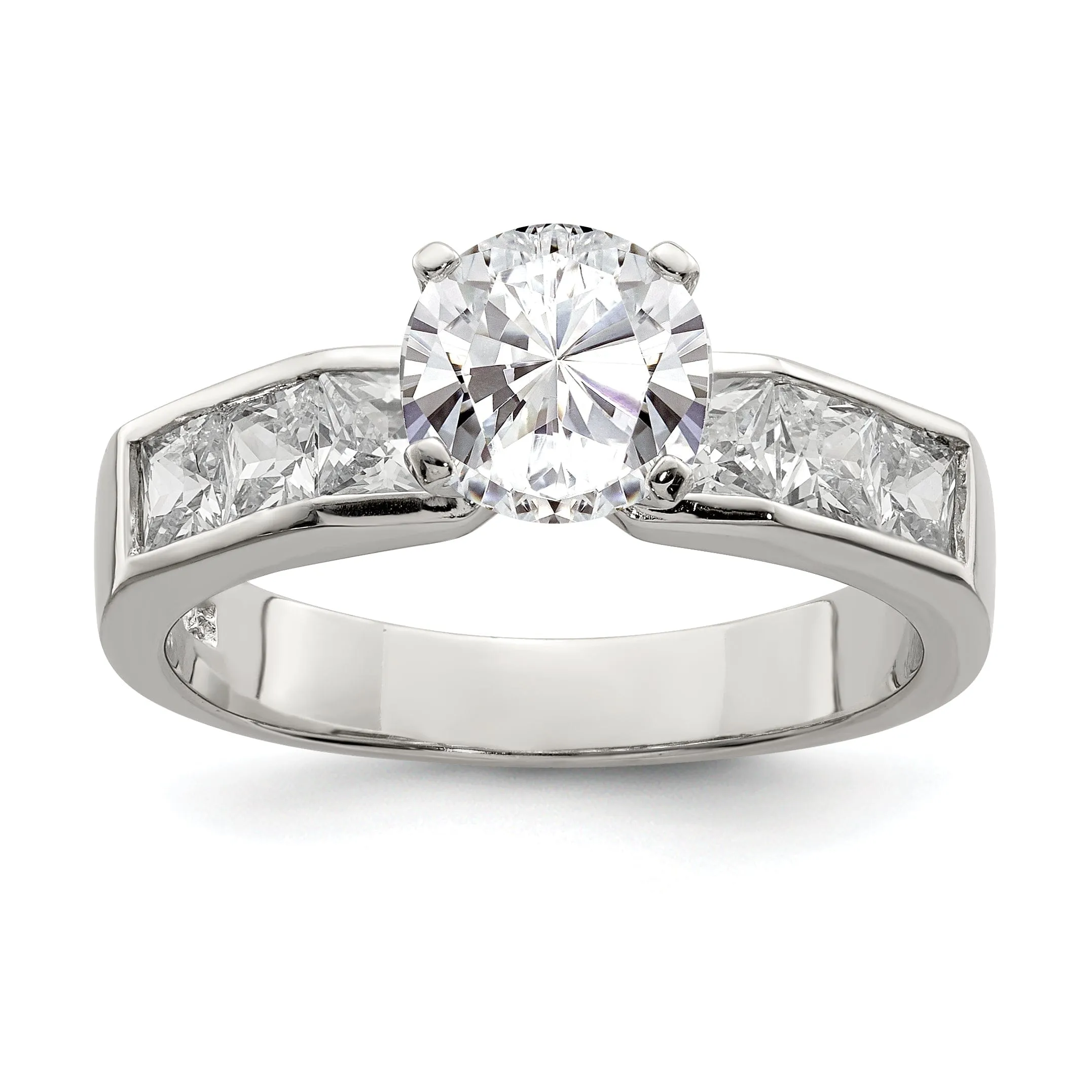 Sterling Silver Cubic Zirconia Engagement Ring