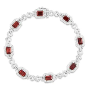 Sterling Silver Diamond & Garnet Bracelet