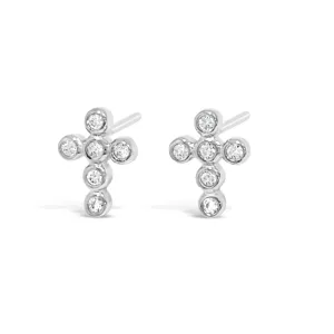 Sterling Silver Rounded Cross Stud Earrings