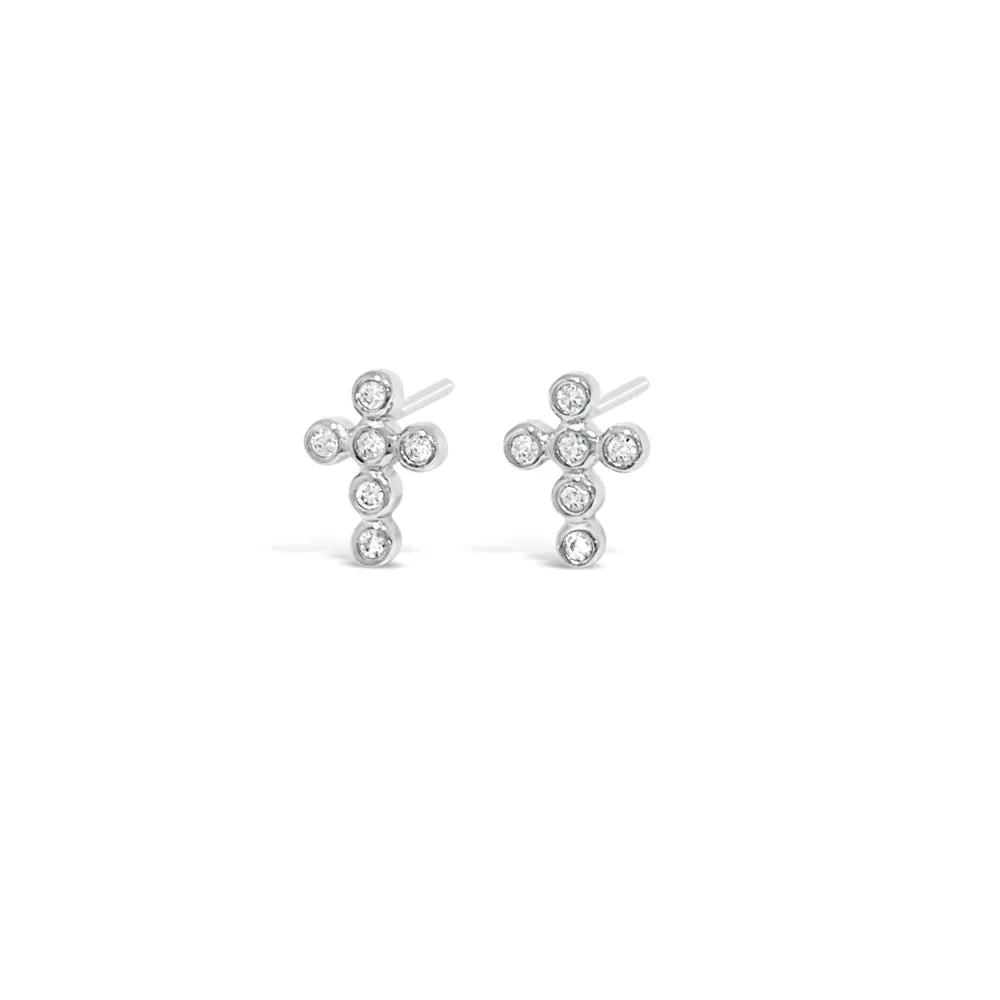 Sterling Silver Rounded Cross Stud Earrings