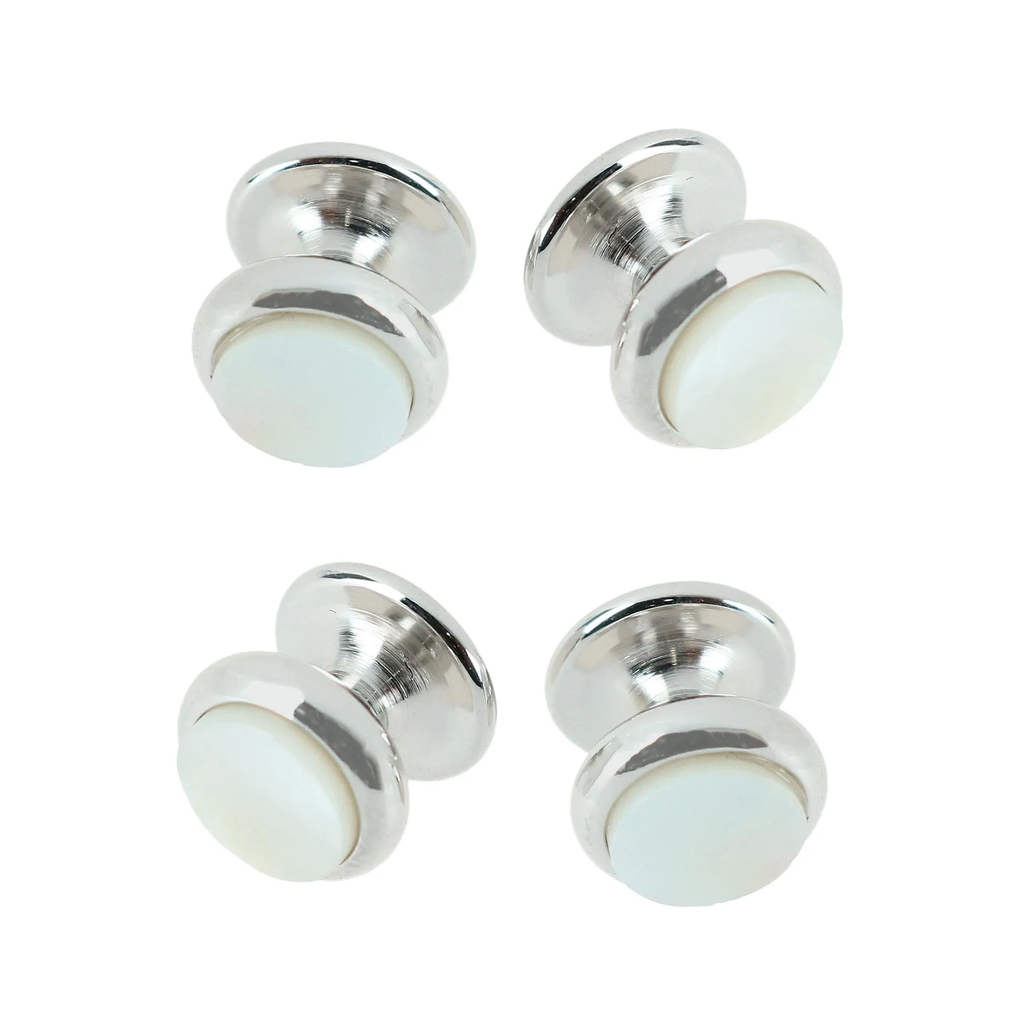 Sutton Mother of Pearl Rhodium Tuxedo Stud Set (4 Pieces)