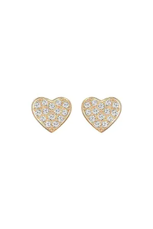 SWAROVSKI Yellow Gold Plated White Crystal Studded Heart Shaped Earrings (S)