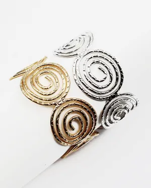 Swirl Patterned Metal Wire Cuff Bracelet