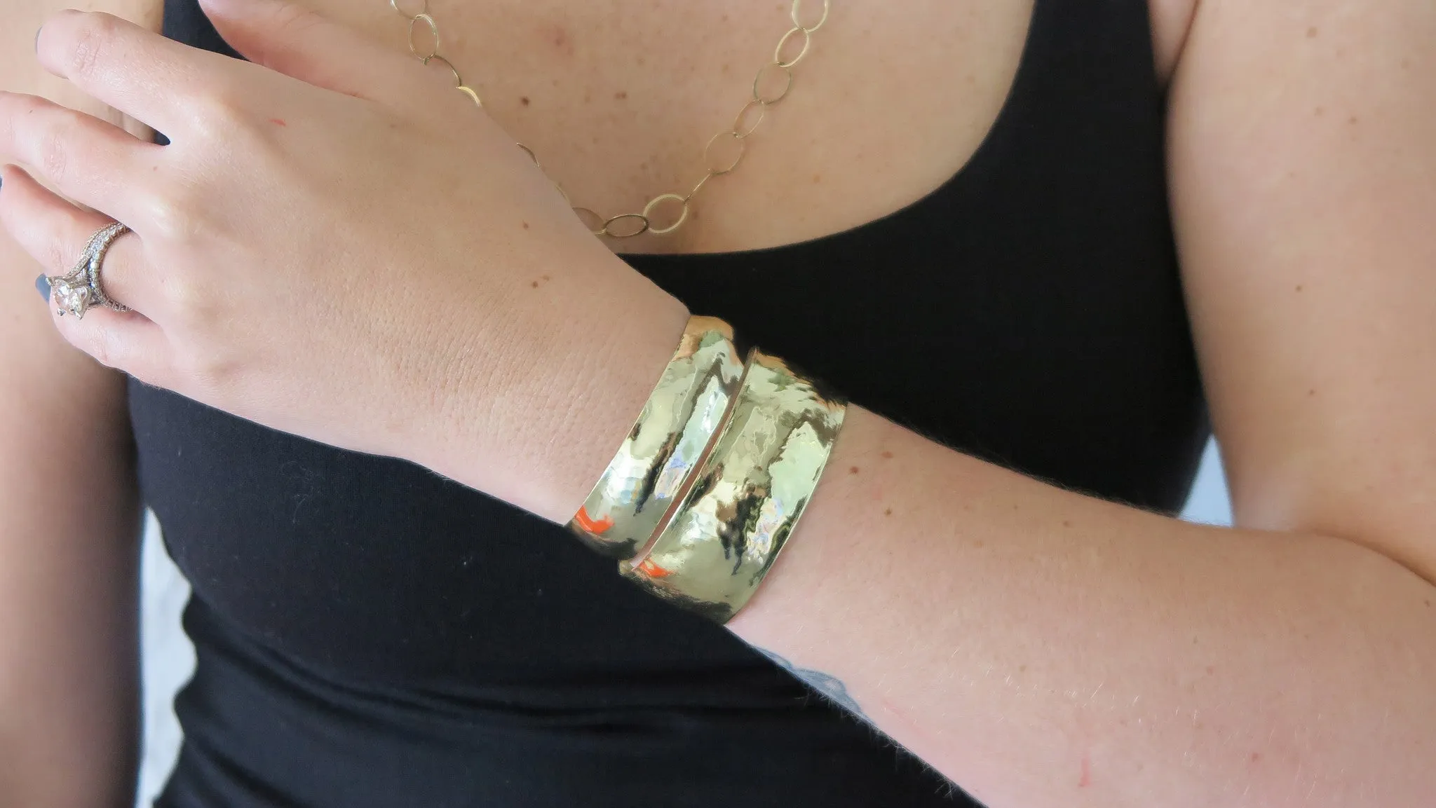 Thin/Medium Gold Hammered Cuff Set