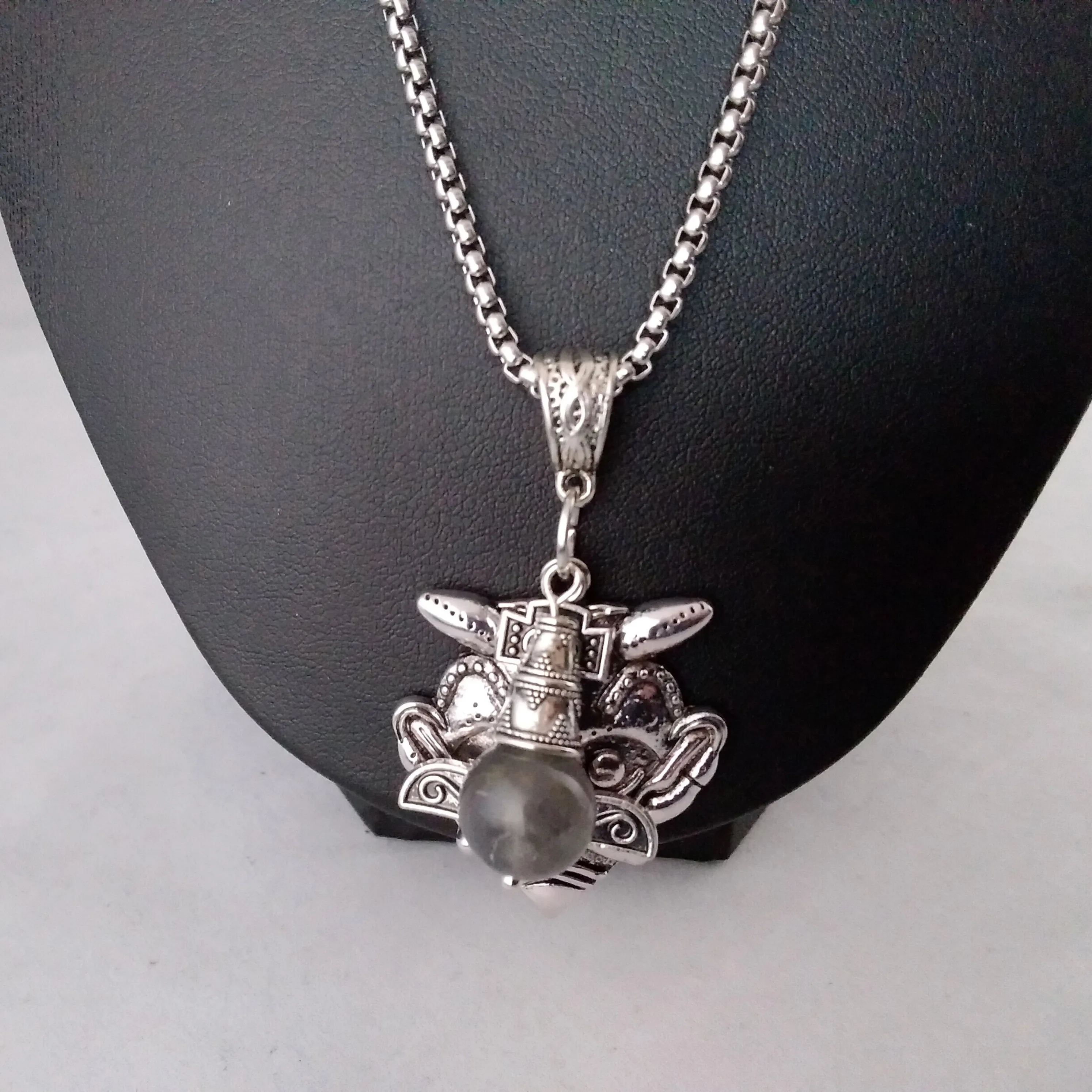 Thor's Hammer Silver Necklace Odin Gray Labradorite Viking Norse Nordic Style