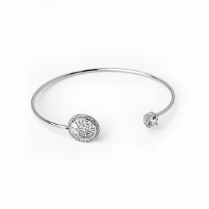 Tree Of Life Stone Bangle Bracelet - Silver