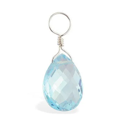 TummyToys® Dangly Blue Topaz Swinger Charm in 14K White Gold