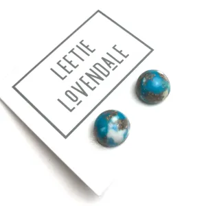 Turquoise Mosaic Small Retro Button Stud Earrings