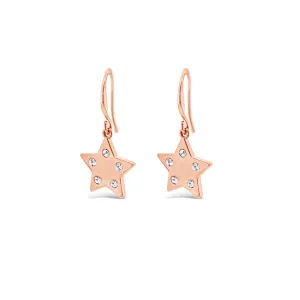 Twinkle Star Diamante Rose Gold Hook Earrings