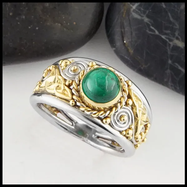 Two Tone Emerald Ring