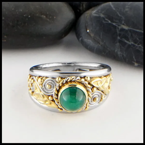 Two Tone Emerald Ring