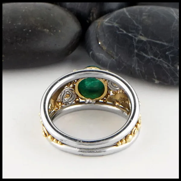 Two Tone Emerald Ring